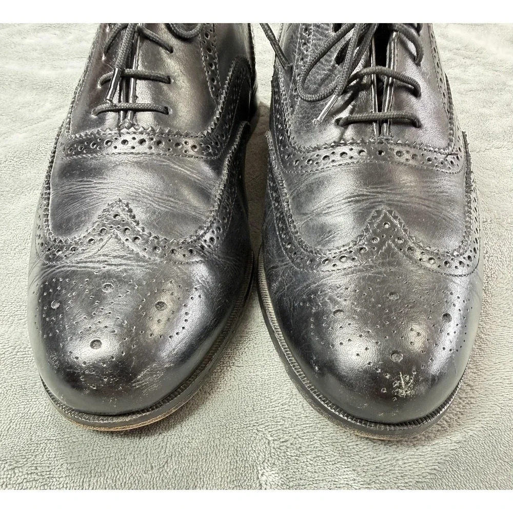 Wingtip Brogue Shoes Mens Size 10.5 D Black Leather Dress Oxford Cap Toe‎ Lined